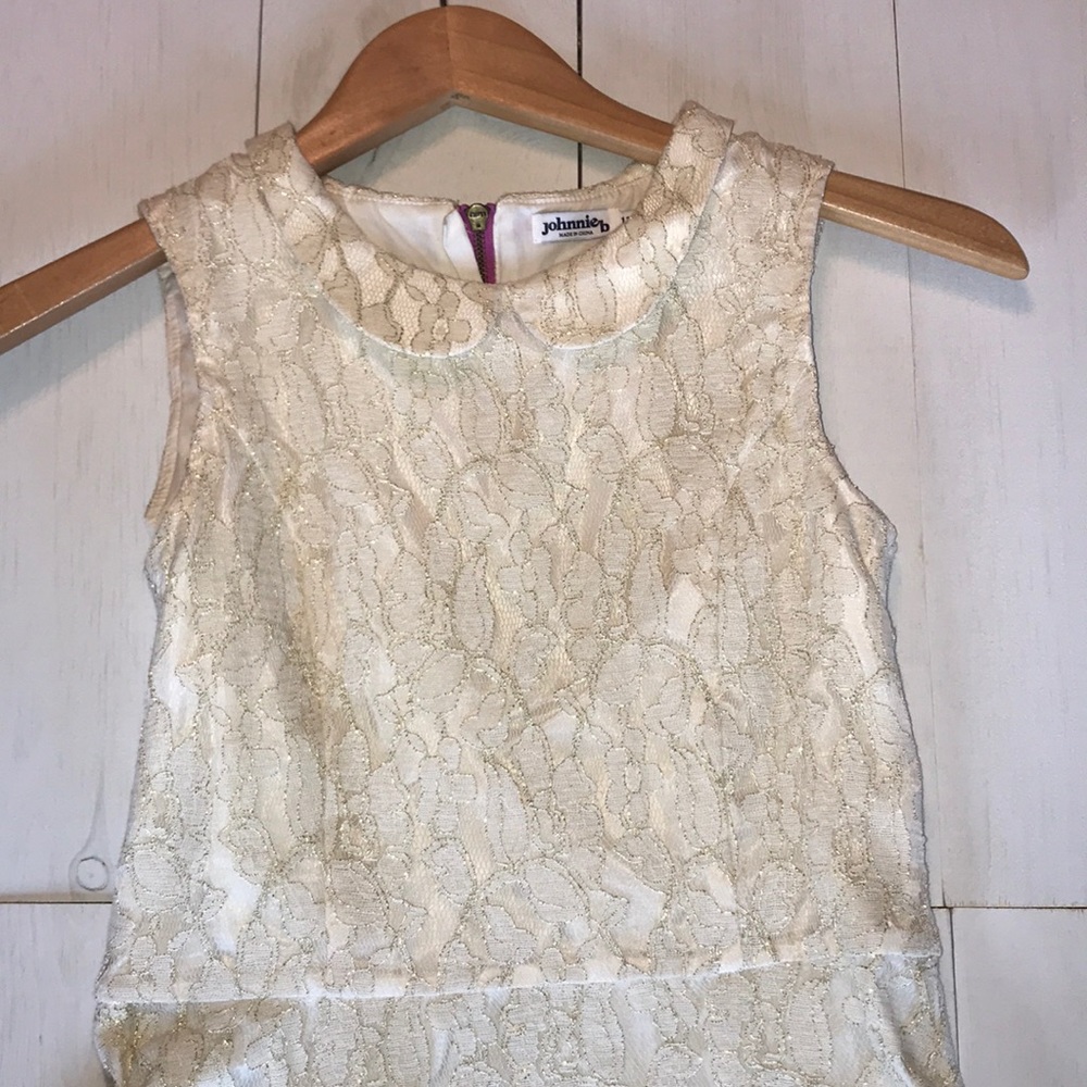 Cream and Gold Christmas or Holiday Dress - Picture 2 of 4